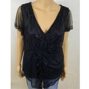 Scala Beaded Dressy Black Top